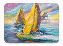 Sailboat with Middle Bay Lighthouse Memory Foam Kitchen Mat Machine Washable Anti-Fatigue Cushion Comfort Bath or Kitchen Rug