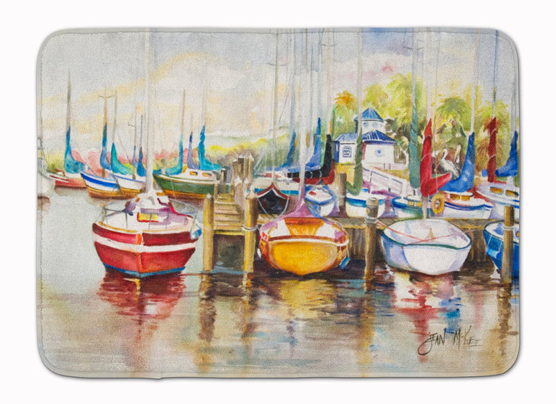 Paradise Yacht Club II Sailboats Machine Washable Memory Foam Mat JMK1064RUG