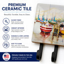 Paradise Yacht Club II Sailboats Leash or Key Holder Wall Hooks, Coat Rack Wall Mount, for Hanging Keys, Towels, Aprons, Leashes