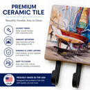 On the Hill Sailboats Leash or Key Holder Wall Hooks, Coat Rack Wall Mount, for Hanging Keys, Towels, Aprons, Leashes
