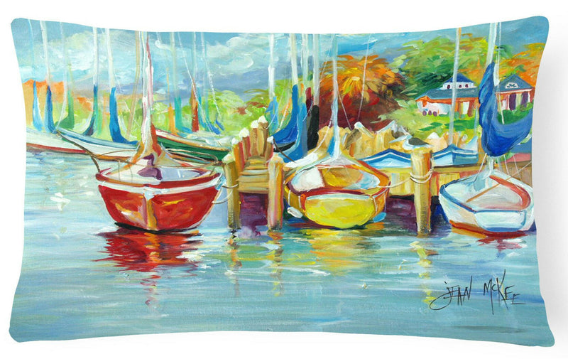 On the Dock Sailboats Canvas Fabric Decorative Pillow JMK1070PW1216