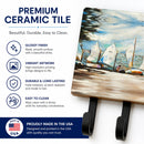 Sailing Lessons Sailboats Leash or Key Holder Wall Hooks, Coat Rack Wall Mount, for Hanging Keys, Towels, Aprons, Leashes