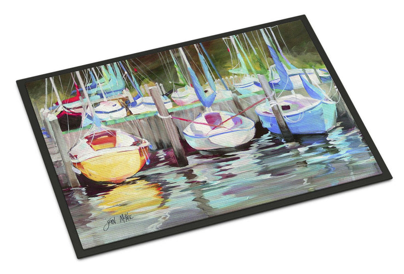 Yellow boat Sailboat Indoor or Outdoor Mat 24x36 JMK1084JMAT