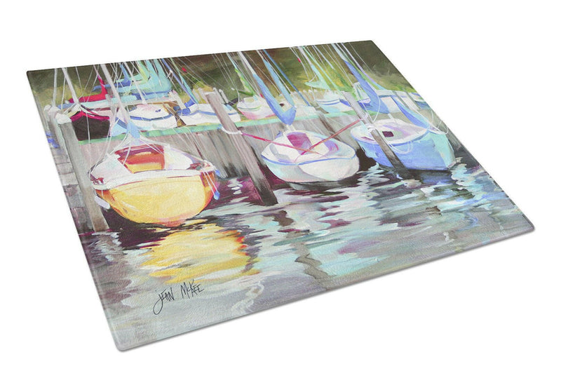 Yellow boat Sailboat Glass Cutting Board Large JMK1084LCB