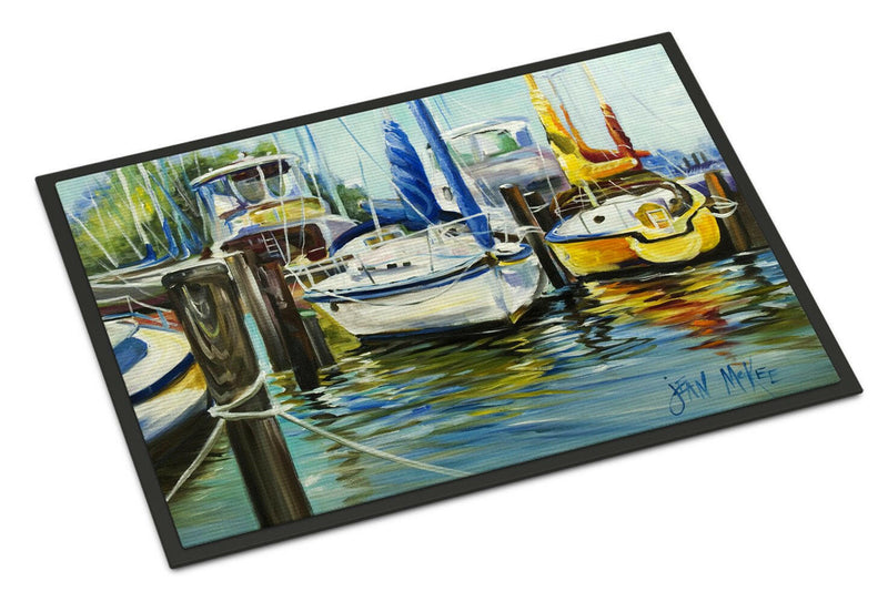 Yellow boat II Sailboat Indoor or Outdoor Mat 18x27 JMK1085MAT