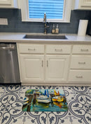 Yellow boat II Sailboat Memory Foam Kitchen Mat Machine Washable Anti-Fatigue Cushion Comfort Bath or Kitchen Rug