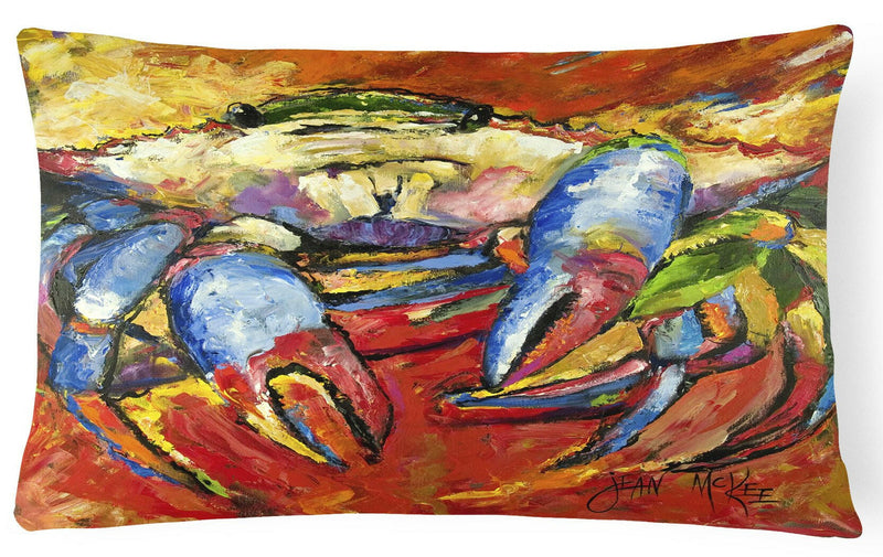 Blue Crab Red Canvas Fabric Decorative Pillow JMK1107PW1216