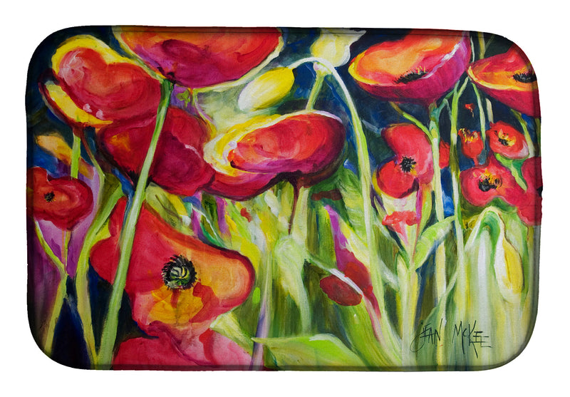 Red Poppies Dish Drying Mat – Absorbent, Artistic Kitchen Essentials JMK1121DDM