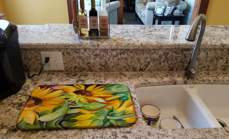 Sunflowers Dish Drying Mat – Absorbent, Artistic Kitchen Essentials JMK1122DDM