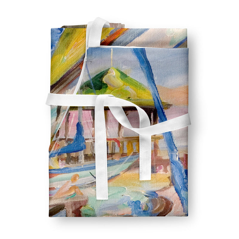 Boat Docks Sailboats Apron – Artist-Designed Kitchen, BBQ & Craft Apron JMK1151APRON