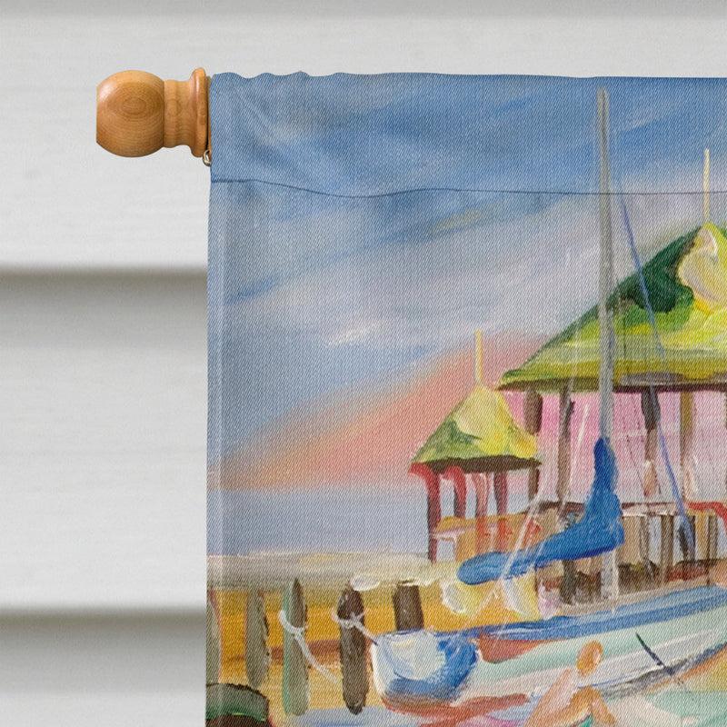 Boat Docks Sailboats Flag Canvas House Size JMK1151CHF