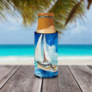 Sailboats in Blue Slim Can Hugger , Insulated Foam Hugger for 12 oz Slim Cans, Beer Bottles & Water Bottles, Printed in USA