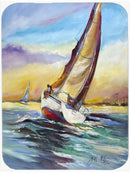 Horn Island Sailboat Race Cutting Board Tempered Glass Kitchen Cutting Surface, Heat Resistant Chopping, Non-Slip Feet, Food Prep & Serving