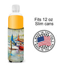 Ecor Rouge Sailboat Slim Can Hugger , Insulated Foam Hugger for 12 oz Slim Cans, Beer Bottles & Water Bottles, Printed in USA