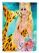 Teal Mermaid House Flag 28x40 Porch Sleeve Pole Decorative Outside Yard Banner Artwork Wall Hanging, Polyester