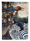 Zebras and Parrots House Flag 28x40 Porch Sleeve Pole Decorative Outside Yard Banner Artwork Wall Hanging, Polyester