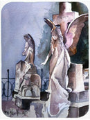 Angels in the Cemetary with Cross Glass Cutting Boards – Durable, Decorative Kitchen Art Large JMK1201LCB