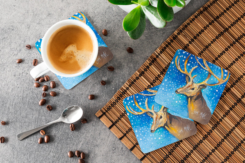 Set of 4 Reindeer Foam Coasters JMK1206FC