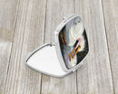 White Egret Compact Mirror Decorative Travel Makeup Mirror for Women Girls Gifts Pocket Makeup Mirror Folding Handheld