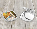 White Ibis Compact Mirror Decorative Travel Makeup Mirror for Women Girls Gifts Pocket Makeup Mirror Folding Handheld