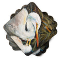 White Egret Foam Coasters Set of 4 Cup Coasters for Indoor Outdoor, Tabletop Protection, Anti Slip, Mouse pad Material