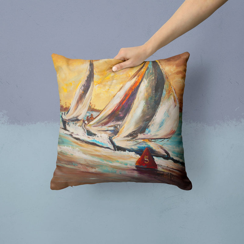 Boat Race Sailboats Canvas Throw Pillow - 14x14 Decorative Pillow – Art for Your Home & Patio JMK1244PW1414