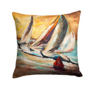 Boat Race Sailboats Canvas Throw Pillow - 14x14 Decorative Pillow – Art for Your Home & Patio JMK1244PW1414