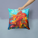 Crawfish Decorative Throw Pillow 14x14 Indoor Outdoor Accent Cushion, Fabric Cover with Insert for Sofa, Bed, Porch & Living Room