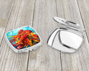 Crawfish Compact Mirror Decorative Travel Makeup Mirror for Women Girls Gifts Pocket Makeup Mirror Folding Handheld