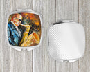 Jazz Sazophone Compact Mirror Decorative Travel Makeup Mirror for Women Girls Gifts Pocket Makeup Mirror Folding Handheld