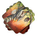 Orange Coconut Tree Foam Coasters Set of 4 Cup Coasters for Indoor Outdoor, Tabletop Protection, Anti Slip, Mouse pad Material