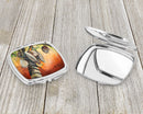 Orange Coconut Tree Compact Mirror Decorative Travel Makeup Mirror for Women Girls Gifts Pocket Makeup Mirror Folding Handheld