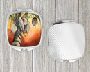 Orange Coconut Tree Compact Mirror Decorative Travel Makeup Mirror for Women Girls Gifts Pocket Makeup Mirror Folding Handheld