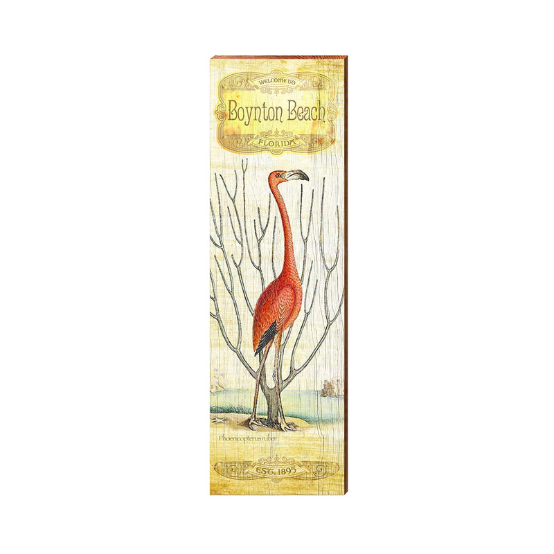 Boynton Beach Flamingo Sign | Wall Art Print on Real Wood