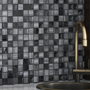 Black 11x11 Glossy Matte Square Glass Mosaic Tile (5 pack, 4.43 sq ft/case)