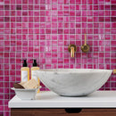 Fuchsia Pink 11x11 Glossy Matte Square Glass Mosaic Tile (5 pack, 4.43 sq ft/case)