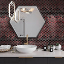 Berry Red 11x11 Glossy Matte Hexagon Glass Mosaic Tile (5 pack, 4.43 sq ft/case)