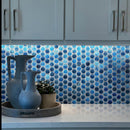 Blue 11x11 Glossy Matte Hexagon Glass Mosaic Tile (5 pack, 4.43 sq ft/case)