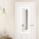 Lockable Wall Door Mounted Mirror Jewelry Cabinet w/LED Lights