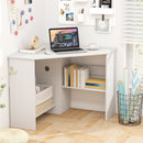 Corner Computer Desk with Storage Shelf - Triangle Design