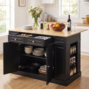 Kitchen Island with Storage and 3-Level Adjustable Shelves