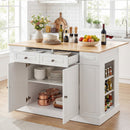 Kitchen Island with Storage and 3-Level Adjustable Shelves