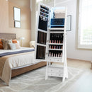 Freestanding Full Length LED Mirrored Jewelry Armoire with 6 Drawers