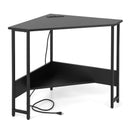 Triangle Corner Desk with Charging Station - Rustic Brown