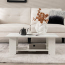 Large 36/41 Inch 2-tier Wooden Modern Coffee Table with Storage Shelf-Black