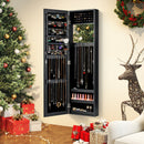 Full Length Mirror Jewelry Cabinet with Ring Slots and Necklace Hooks