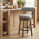 27/31 Inch Swivel Bar Stool with Upholstered Back Seat and Footrest