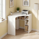 Corner Computer Desk Triangle Home Office Desk with Adjustable Shelf and Arc-Shaped Profile
