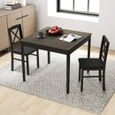 3-Piece Dining Table Set Wooden Square Kitchen Table for 2 People
