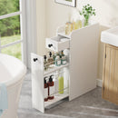 Small Bathroom Storage Cabinet 4-Tier with Slide Out Drawers on Casters